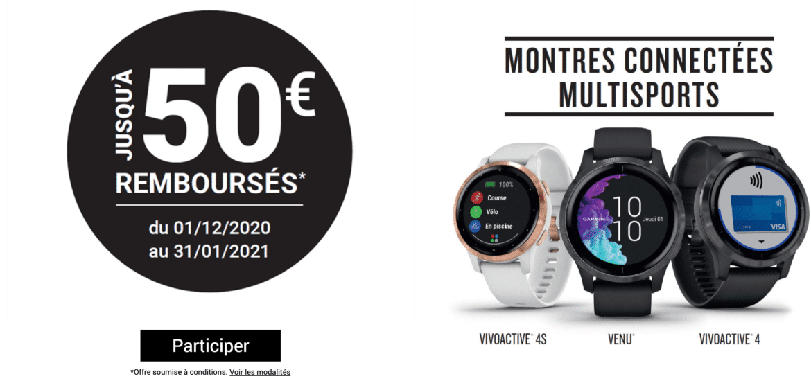 Garmin ODR : offre de remboursement Garmin jusqu’à 50 €