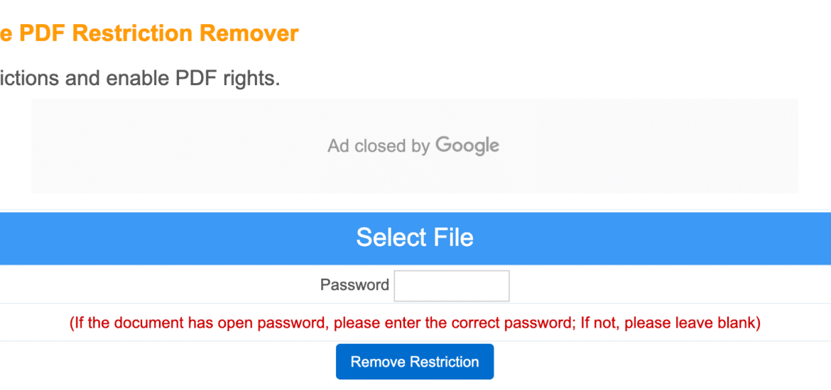 PDFdu pour supprimer une protection ou un mot de passe sur PDF